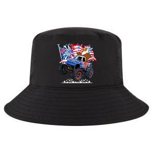 Funny 4th Of July Patriotic American Flag Monster Truck Eagle Cool Comfort Performance Bucket Hat