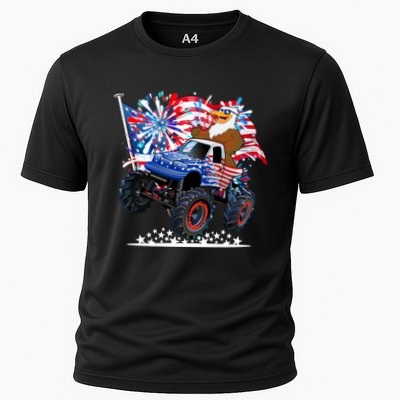 Funny 4th Of July Patriotic American Flag Monster Truck Eagle Performance Shirt