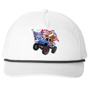 Funny 4th Of July Patriotic American Flag Monster Truck Eagle Snapback Five-Panel Rope Hat