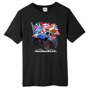 Funny 4th Of July Patriotic American Flag Monster Truck Eagle Tall Fusion ChromaSoft Performance T-Shirt