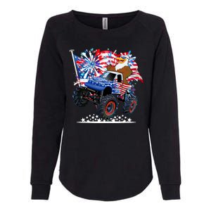 Funny 4th Of July Patriotic American Flag Monster Truck Eagle Womens California Wash Sweatshirt