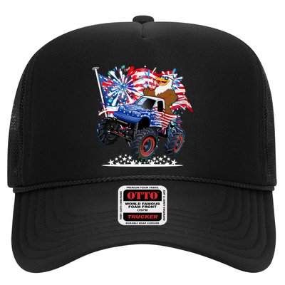 Funny 4th Of July Patriotic American Flag Monster Truck Eagle Trucker Hat