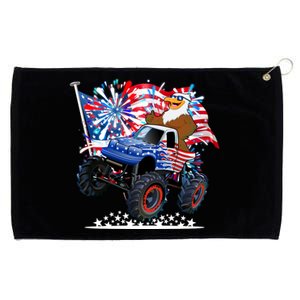 Funny 4th Of July Patriotic American Flag Monster Truck Eagle Grommeted Golf Towel