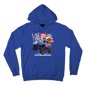 Funny 4th Of July Patriotic American Flag Monster Truck Eagle Hoodie