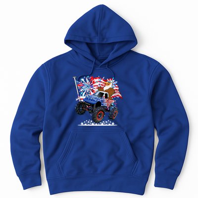 Funny 4th Of July Patriotic American Flag Monster Truck Eagle Hoodie