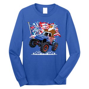 Funny 4th Of July Patriotic American Flag Monster Truck Eagle Long Sleeve Shirt