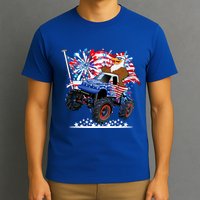 Funny 4th Of July Patriotic American Flag Monster Truck Eagle T-Shirt