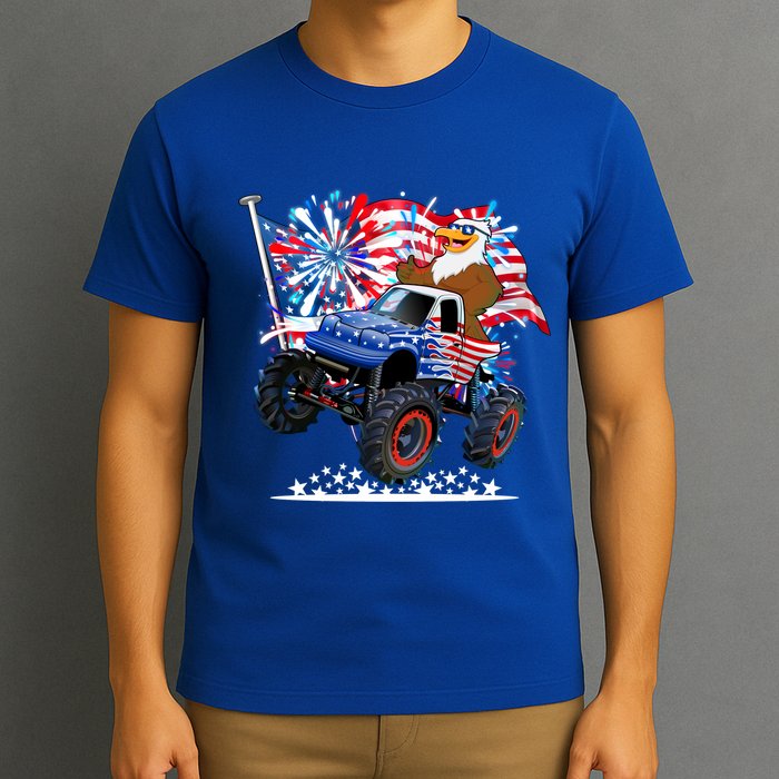 Funny 4th Of July Patriotic American Flag Monster Truck Eagle T-Shirt