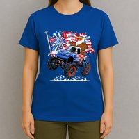 Funny 4th Of July Patriotic American Flag Monster Truck Eagle T-Shirt