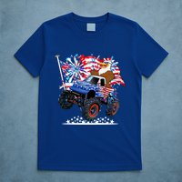 Funny 4th Of July Patriotic American Flag Monster Truck Eagle T-Shirt