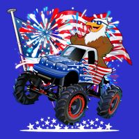 Funny 4th Of July Patriotic American Flag Monster Truck Eagle T-Shirt