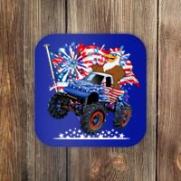 Funny 4th Of July Patriotic American Flag Monster Truck Eagle Coaster