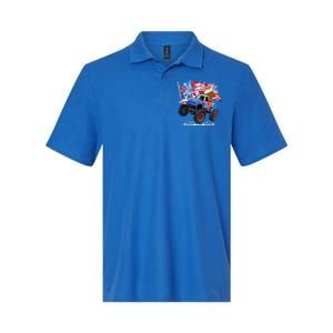 Funny 4th Of July Patriotic American Flag Monster Truck Eagle Softstyle Adult Sport Polo