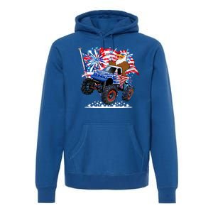 Funny 4th Of July Patriotic American Flag Monster Truck Eagle Premium Hoodie