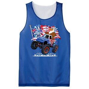 Funny 4th Of July Patriotic American Flag Monster Truck Eagle Mesh Reversible Basketball Jersey Tank