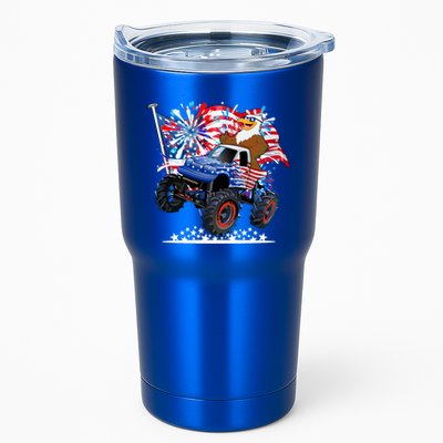 Funny 4th Of July Patriotic American Flag Monster Truck Eagle Tumbler