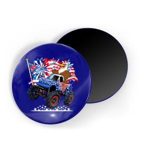 Funny 4th Of July Patriotic American Flag Monster Truck Eagle Magnet