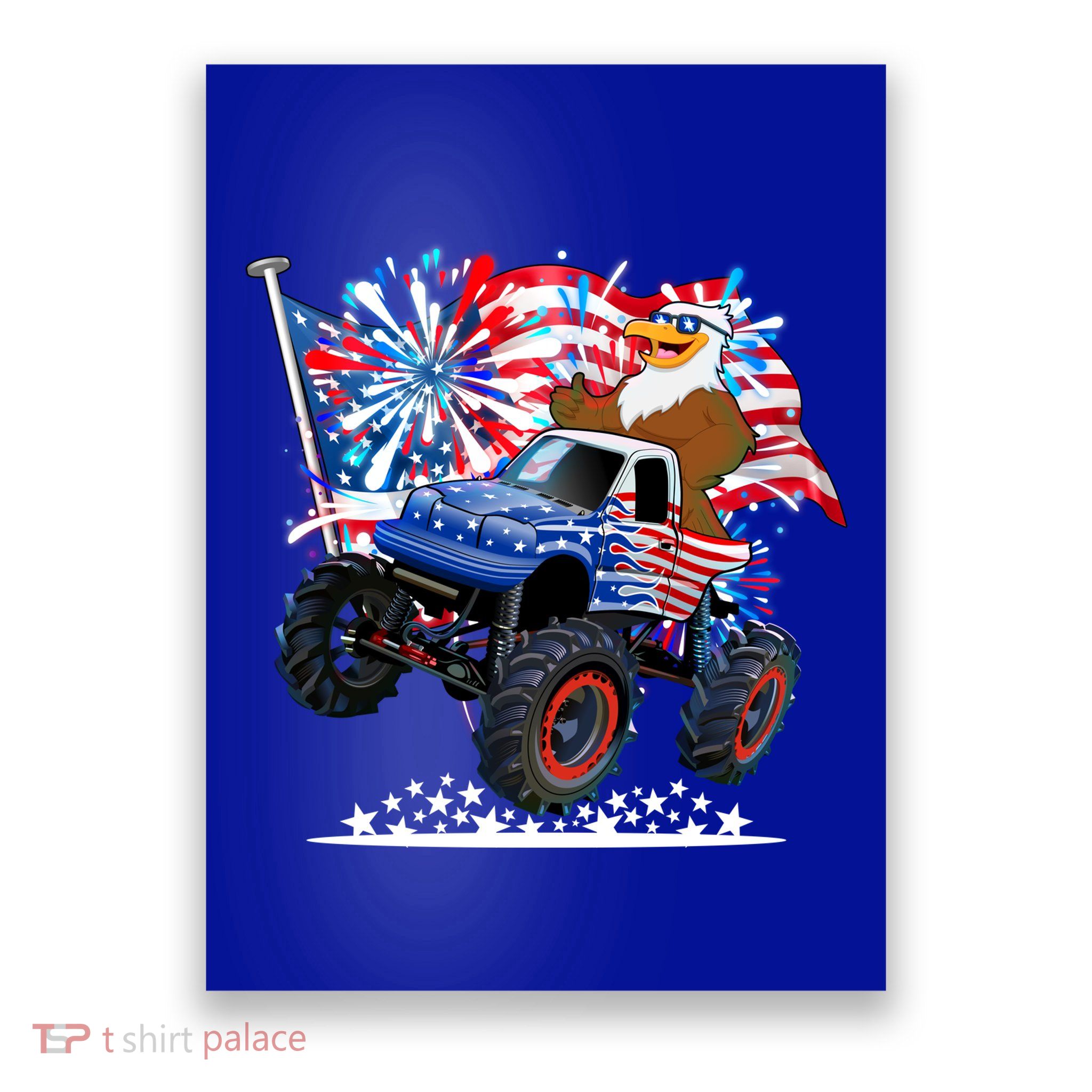 Funny 4th Of July Patriotic American Flag Monster Truck Eagle Poster