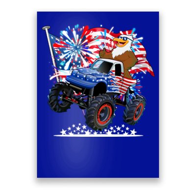 Funny 4th Of July Patriotic American Flag Monster Truck Eagle Poster