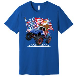 Funny 4th Of July Patriotic American Flag Monster Truck Eagle Premium T-Shirt