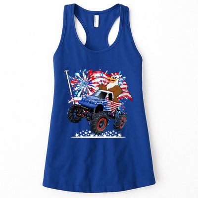 Funny 4th Of July Patriotic American Flag Monster Truck Eagle Womens Tank Top
