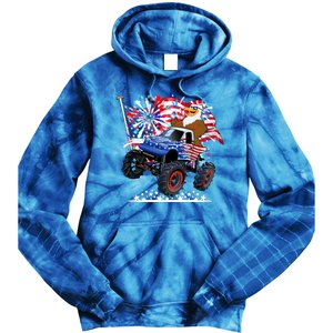 Funny 4th Of July Patriotic American Flag Monster Truck Eagle Tie Dye Hoodie