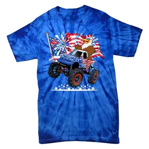 Funny 4th Of July Patriotic American Flag Monster Truck Eagle Tie-Dye T-Shirt