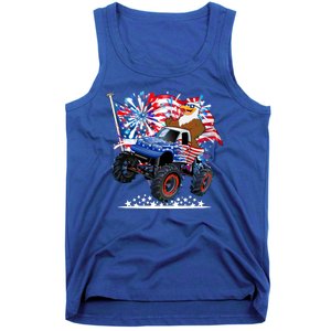 Funny 4th Of July Patriotic American Flag Monster Truck Eagle Tank Top