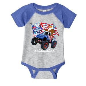 Funny 4th Of July Patriotic American Flag Monster Truck Eagle Infant Baby Jersey Bodysuit