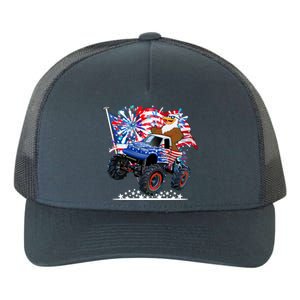 Funny 4th Of July Patriotic American Flag Monster Truck Eagle Yupoong Adult 5-Panel Trucker Hat