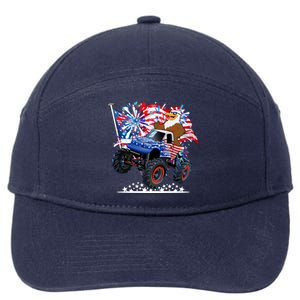 Funny 4th Of July Patriotic American Flag Monster Truck Eagle 7-Panel Snapback Hat