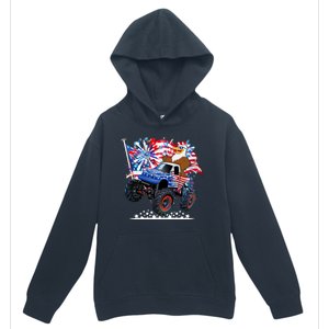 Funny 4th Of July Patriotic American Flag Monster Truck Eagle Urban Pullover Hoodie