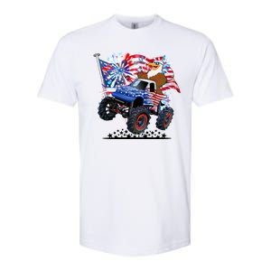 Funny 4th Of July Patriotic American Flag Monster Truck Eagle Softstyle CVC T-Shirt