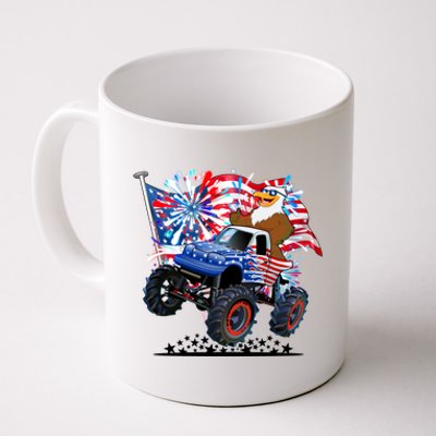 Funny 4th Of July Patriotic American Flag Monster Truck Eagle Coffee Mug