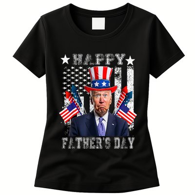 Funny 4th Of July Confused Joe Biden Happy FatherS Day Womens T-Shirt