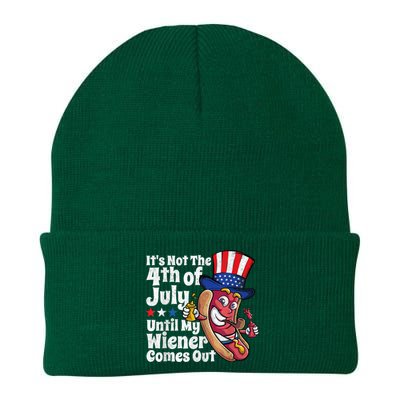 Funny 4th Of July Hot Dog Wiener Comes Out Adult Humor Gift Knit Cap Winter Beanie