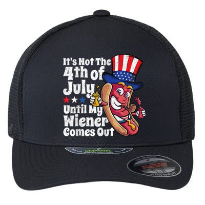 Funny 4th Of July Hot Dog Wiener Comes Out Adult Humor Gift Flexfit Unipanel Trucker Cap