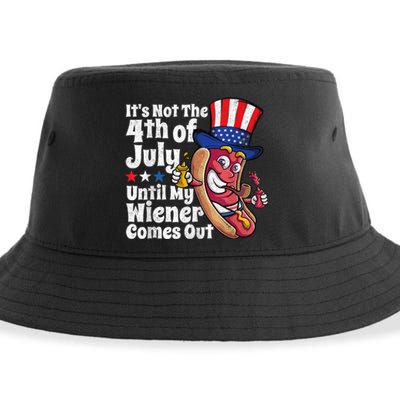 Funny 4th Of July Hot Dog Wiener Comes Out Adult Humor Gift Sustainable Bucket Hat