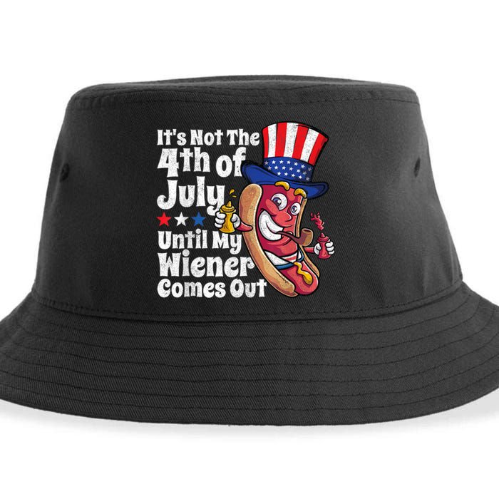 Funny 4th Of July Hot Dog Wiener Comes Out Adult Humor Gift Sustainable Bucket Hat