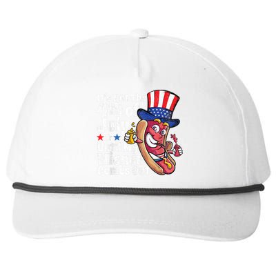 Funny 4th Of July Hot Dog Wiener Comes Out Adult Humor Gift Snapback Five-Panel Rope Hat