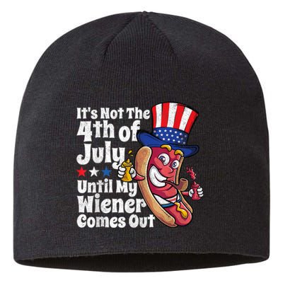 Funny 4th Of July Hot Dog Wiener Comes Out Adult Humor Gift Sustainable Beanie