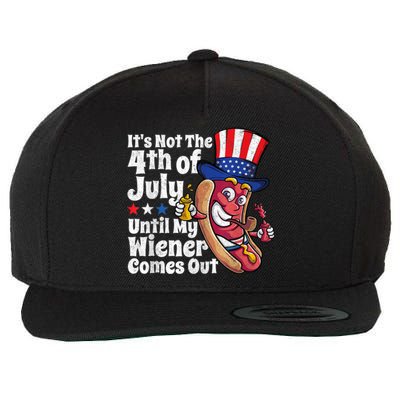 Funny 4th Of July Hot Dog Wiener Comes Out Adult Humor Gift Wool Snapback Cap