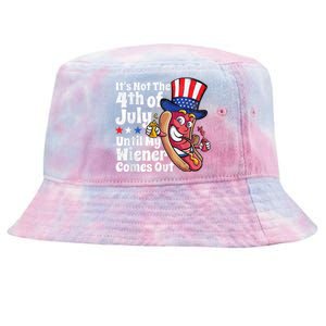 Funny 4th Of July Hot Dog Wiener Comes Out Adult Humor Gift Tie-Dyed Bucket Hat