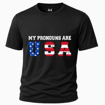 Funny 4th of July American Saying My Pronouns Are USA Cooling Performance Crew T-Shirt