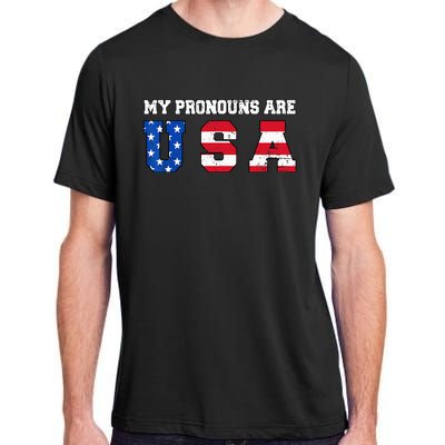 Funny 4th of July American Saying My Pronouns Are USA Adult ChromaSoft Performance T-Shirt