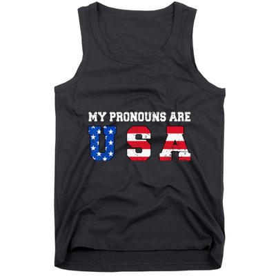 Funny 4th of July American Saying My Pronouns Are USA Tank Top