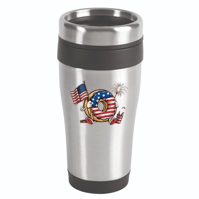 Funny 4th Of July Independence Donut Touch My Freedom 16oz Travel Tumbler