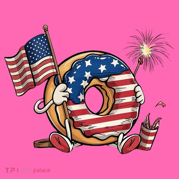 Funny 4th Of July Independence Donut Touch My Freedom Stripe Pom Pom Beanie