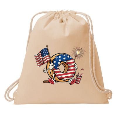 Funny 4th Of July Independence Donut Touch My Freedom Drawstring Bag