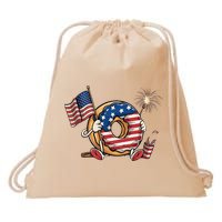 Funny 4th Of July Independence Donut Touch My Freedom Drawstring Bag